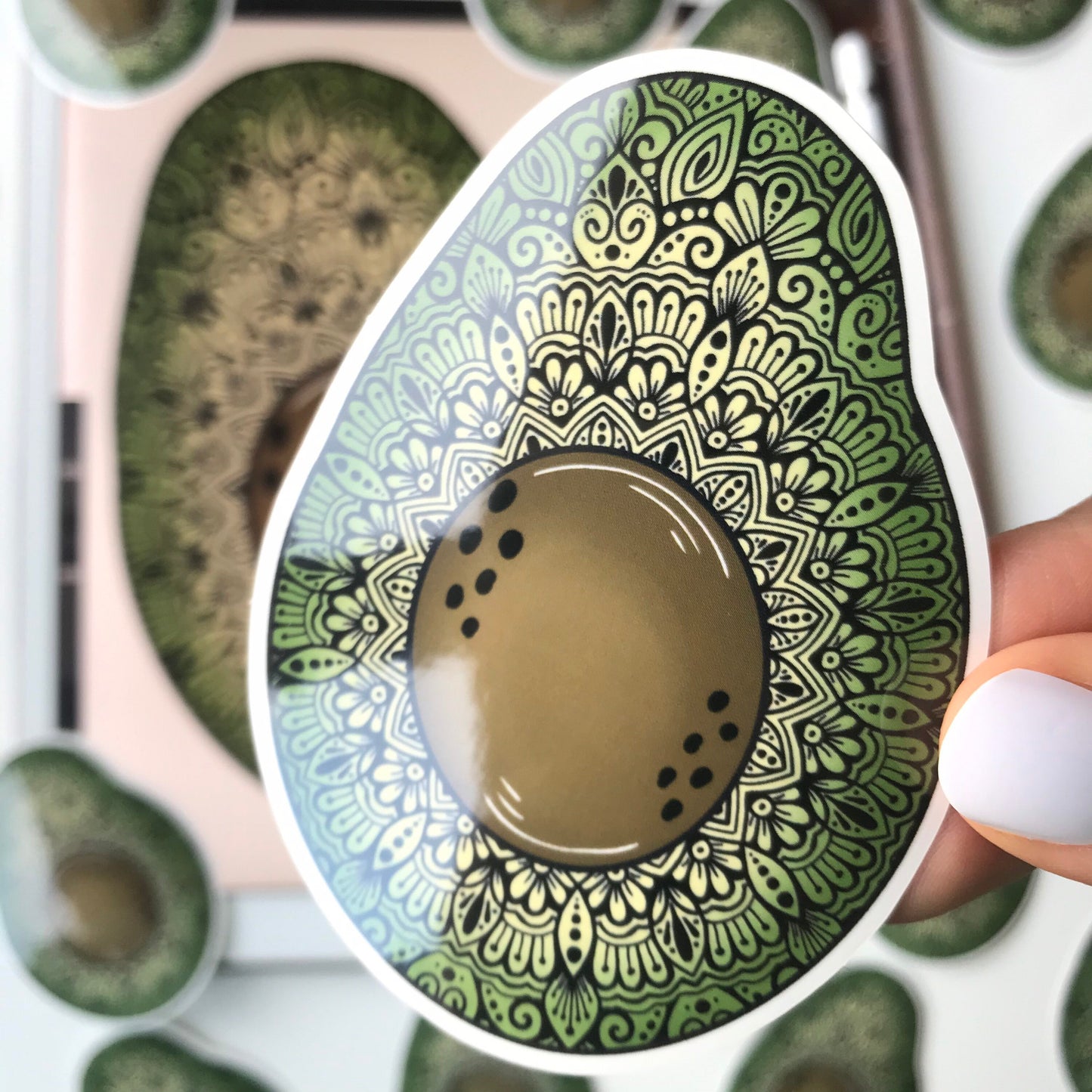 Mandala Avocado waterproof sticker