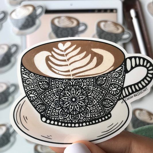Latte coffee mandala stickers
