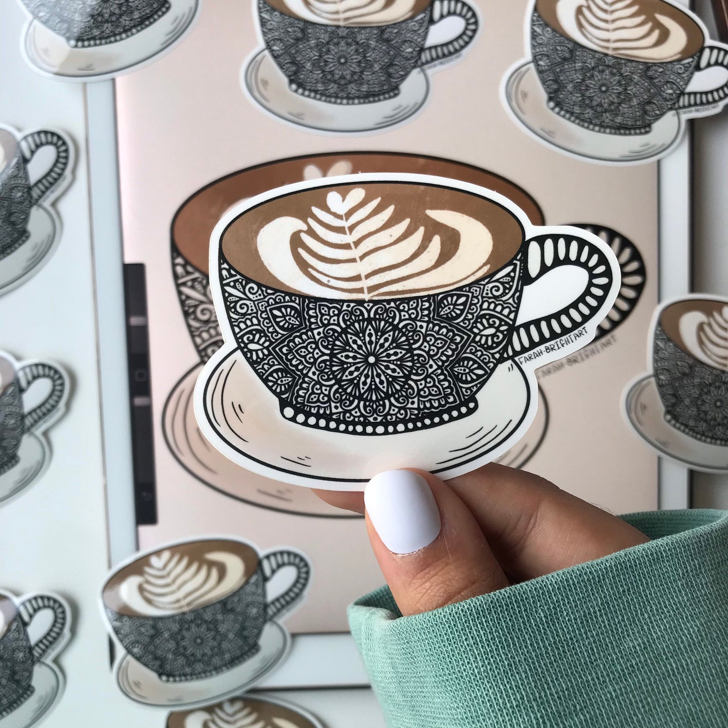 Latte coffee mandala stickers