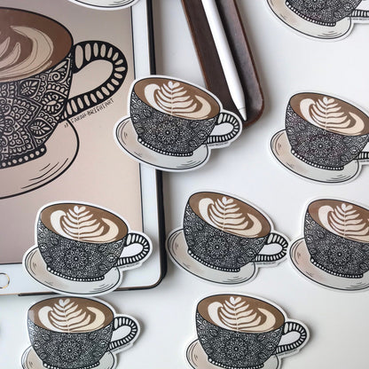 Latte coffee mandala stickers