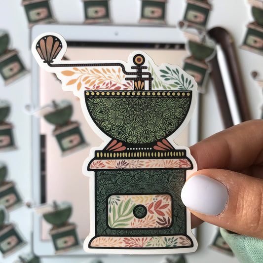 Coffee grinder mandala sticker