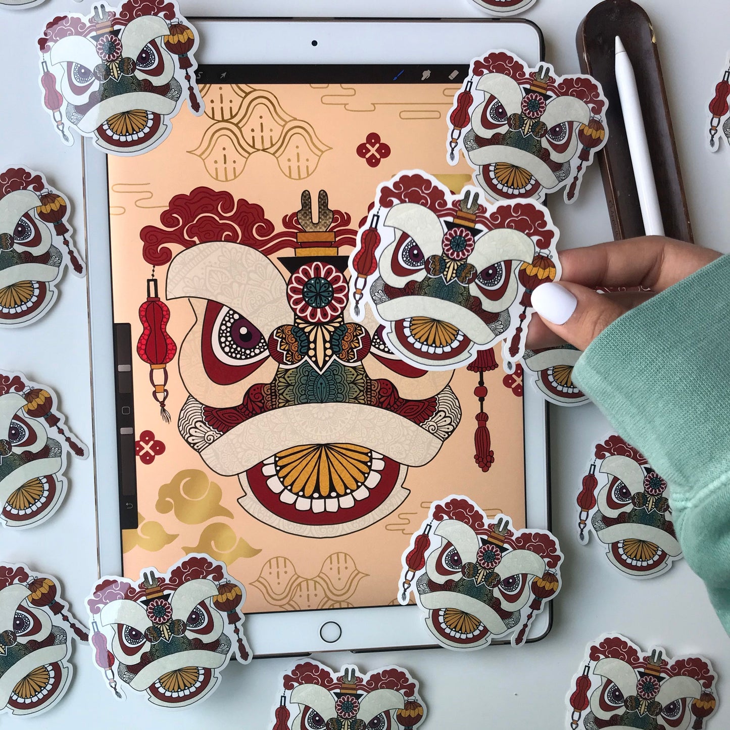 Dragon zentangle stickers