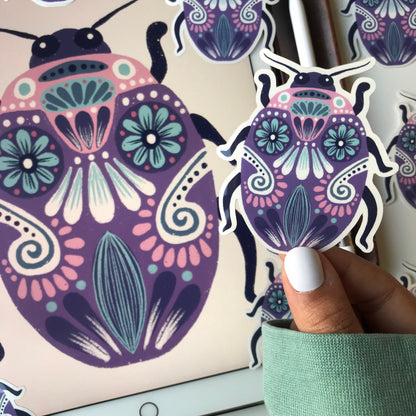 Bug illustration waterproof stickers