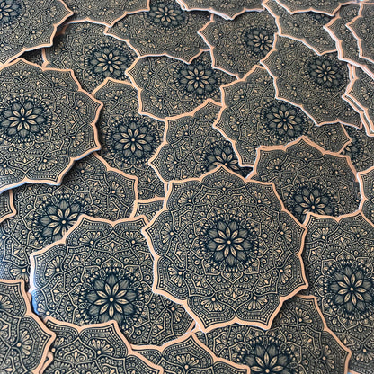 Orange mandala waterproof sticker