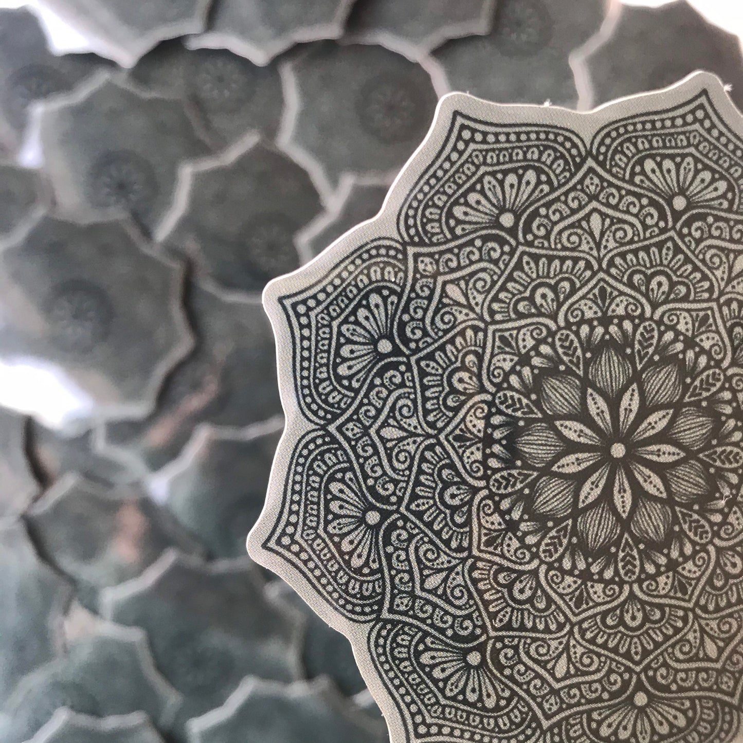 Black mandala waterproof stickers
