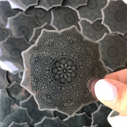 Black mandala waterproof stickers