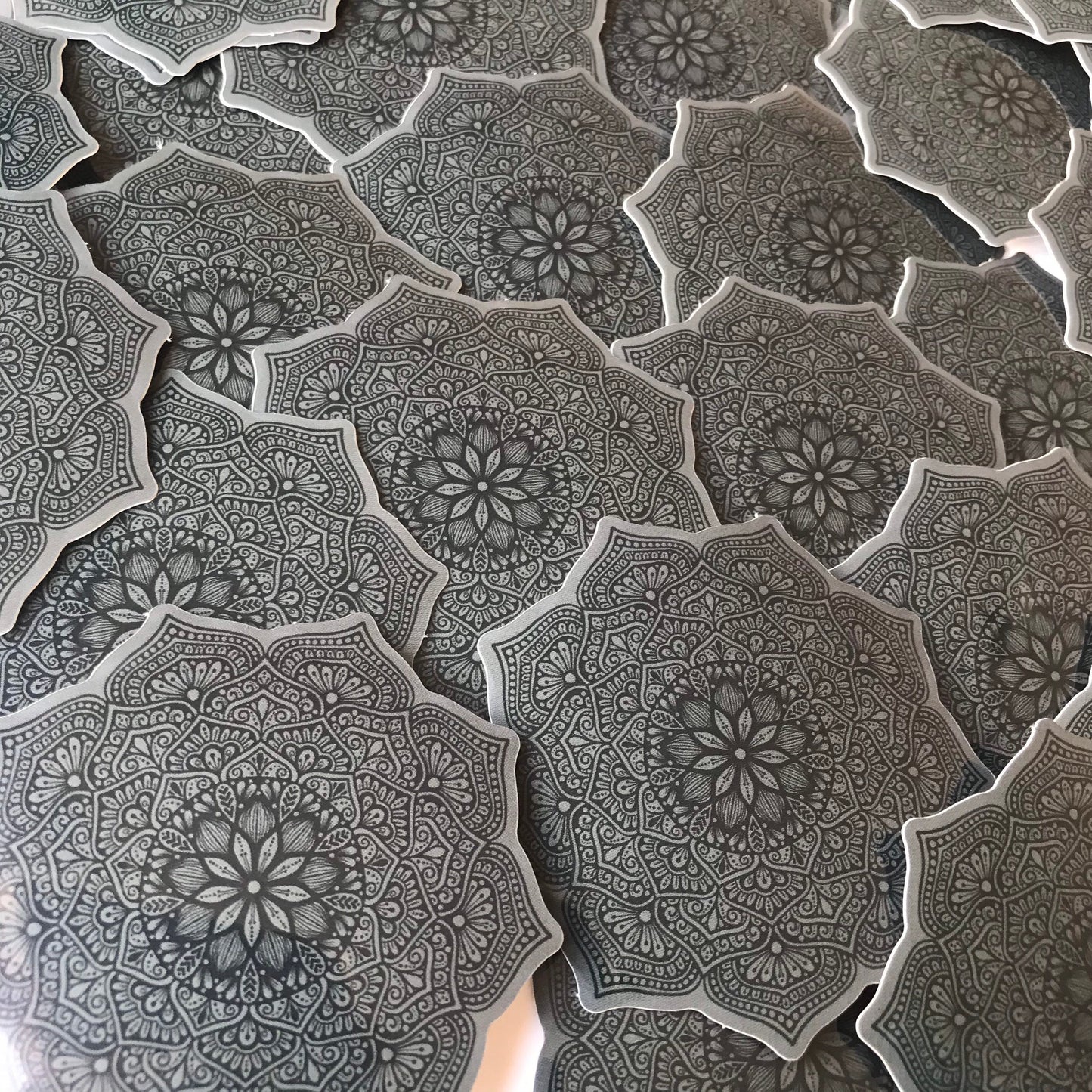 Black mandala waterproof stickers