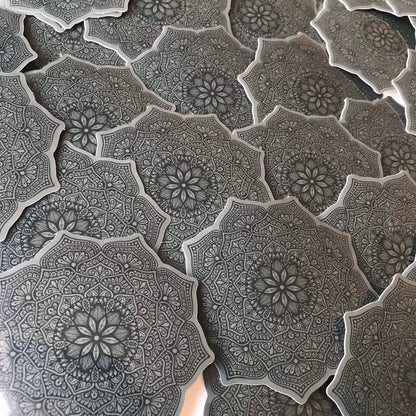 Black mandala waterproof stickers