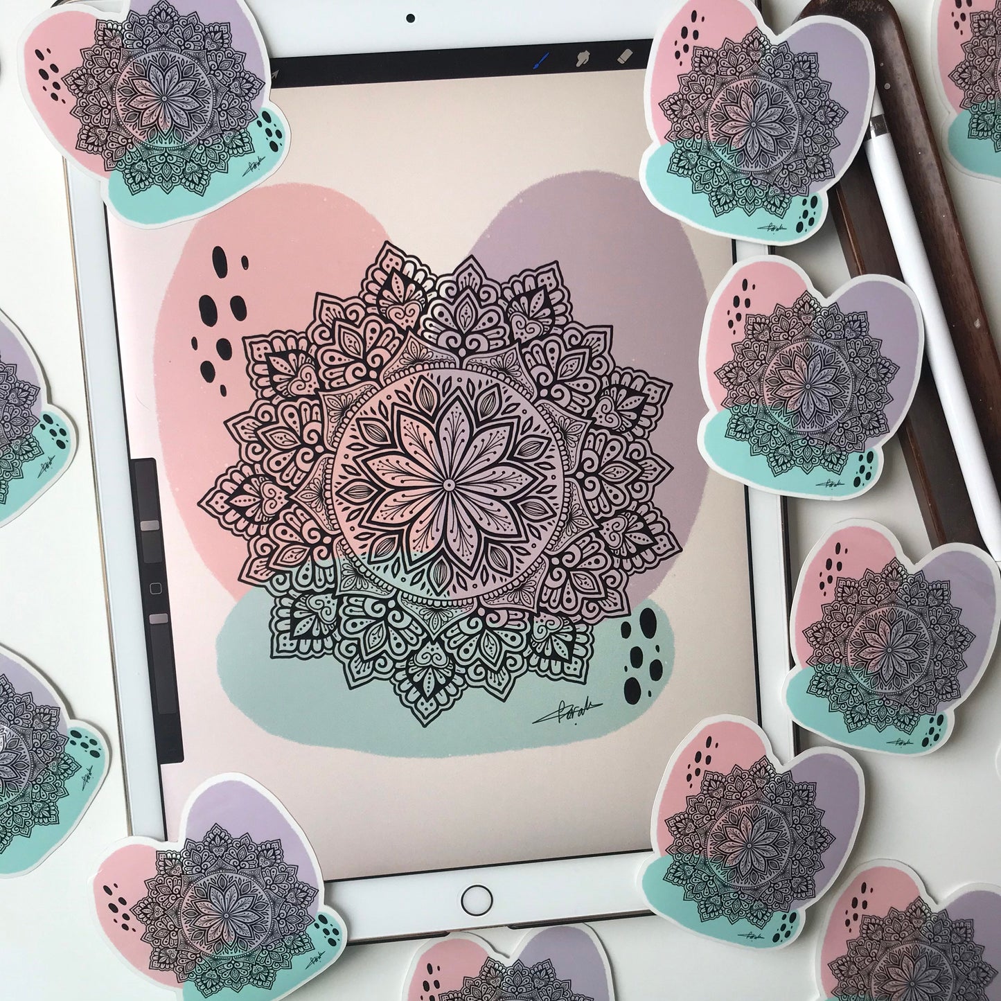 Abstract mandala waterproof sticker
