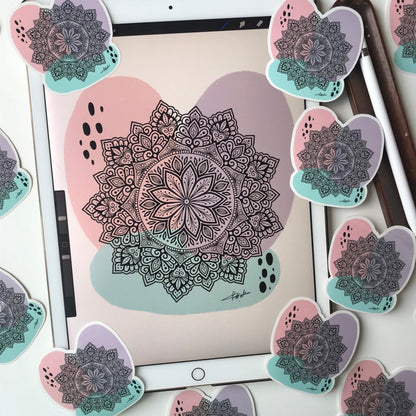 Abstract mandala waterproof sticker