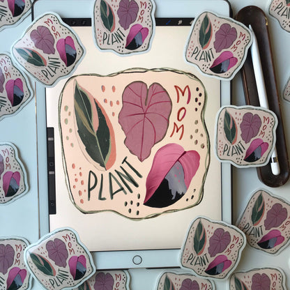 Plant mom waterproof stickers