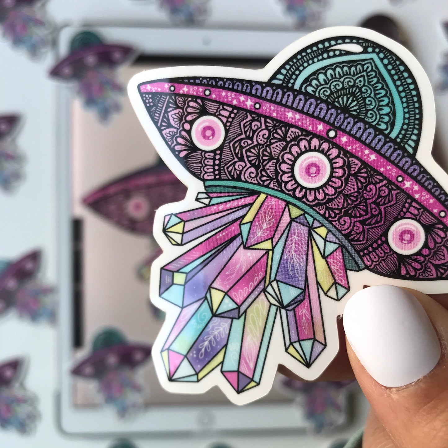 Mandala UFO waterproof sticker