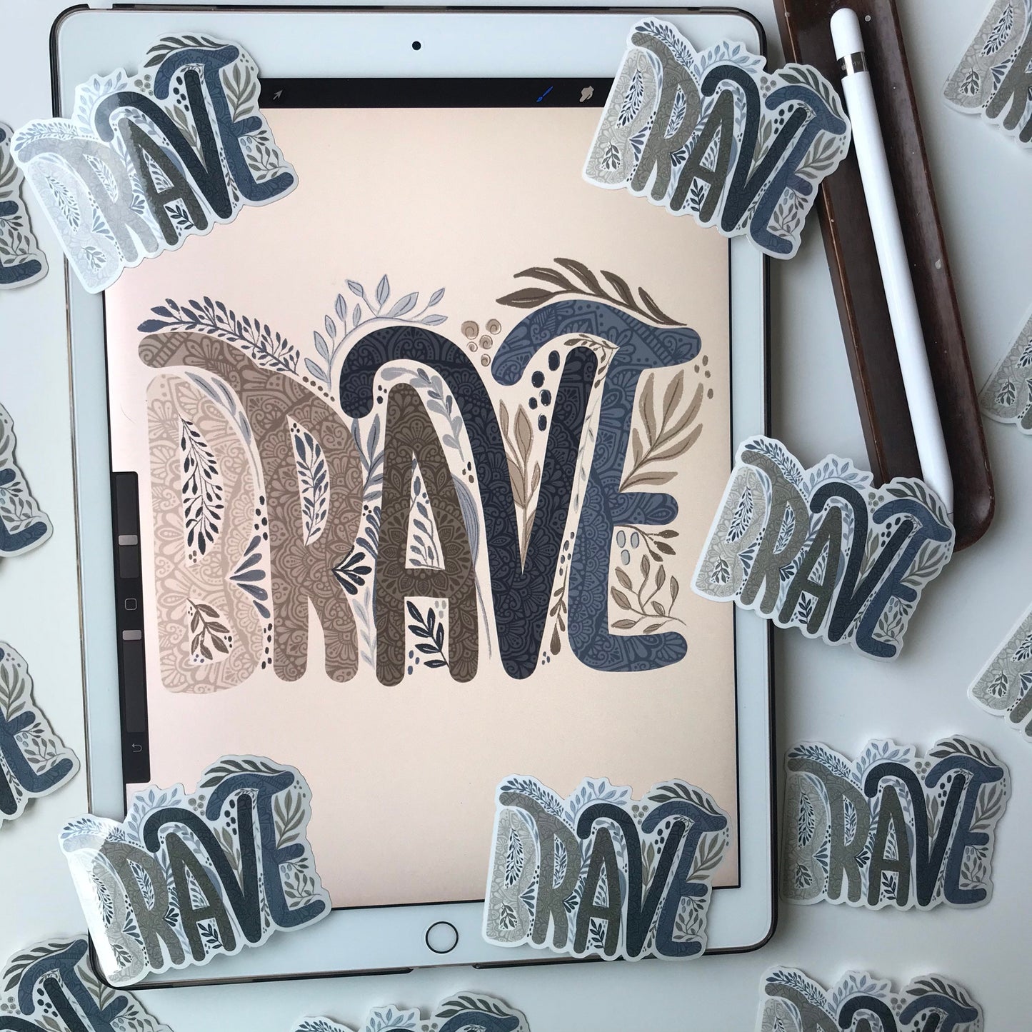 Brave word mandala stickers