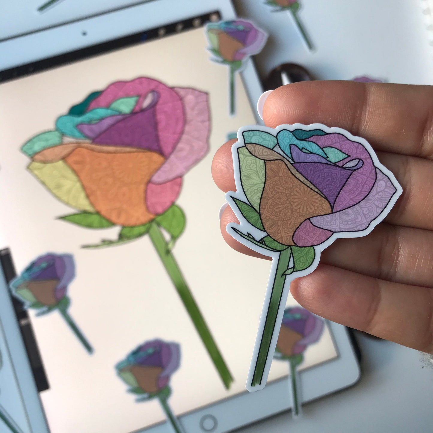 Mandala pastel rose  stickers