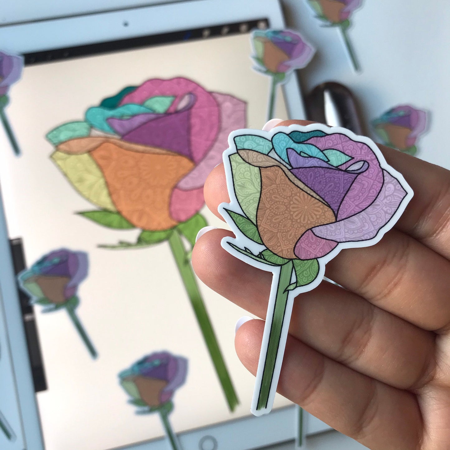 Mandala pastel rose  stickers