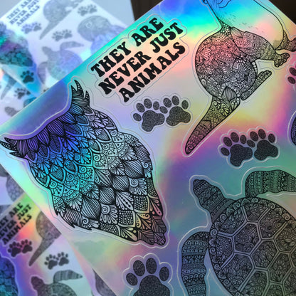 Zentangle animal holographic water sticker sheets