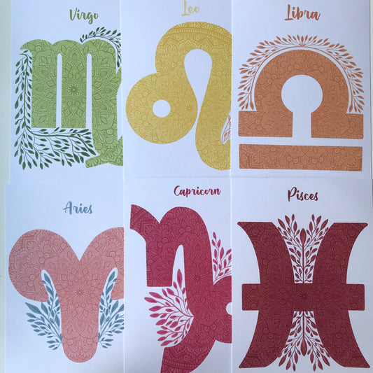 Mandala zodiac signs prints