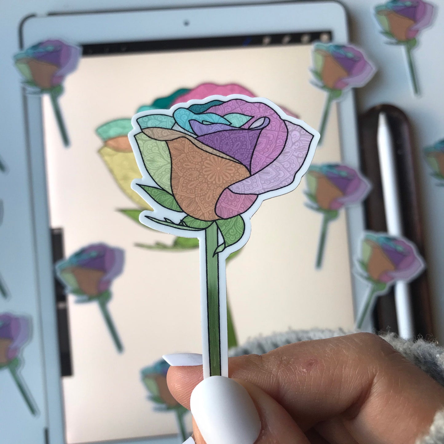 Mandala pastel rose  stickers