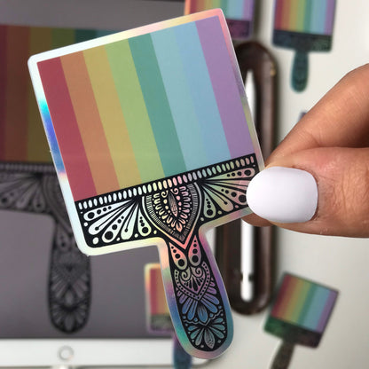 rainbow Brush mandala holographic