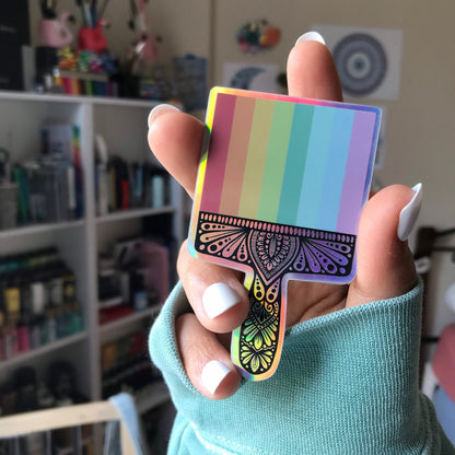 rainbow Brush mandala holographic
