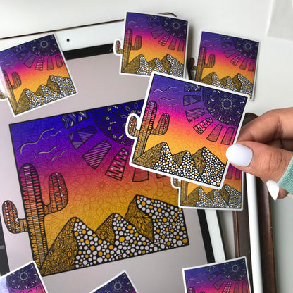 Zen mandala mountain waterproof sticker