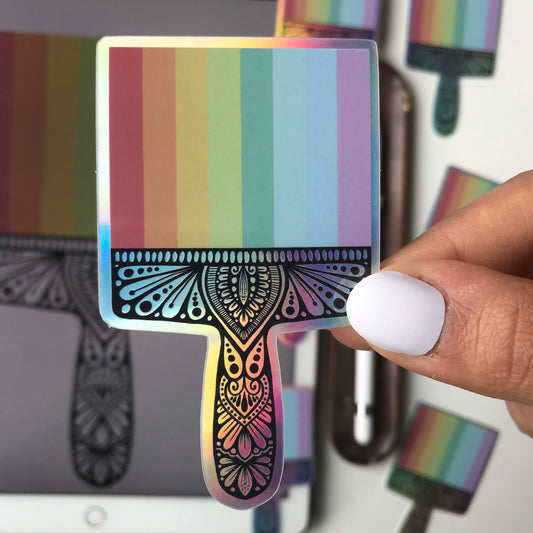 rainbow Brush mandala holographic