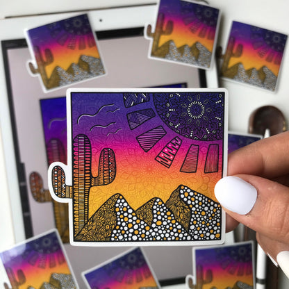 Zen mandala mountain waterproof sticker