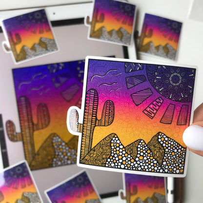 Zen mandala mountain waterproof sticker