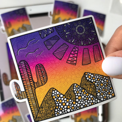 Zen mandala mountain waterproof sticker