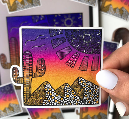 Zen mandala mountain waterproof sticker