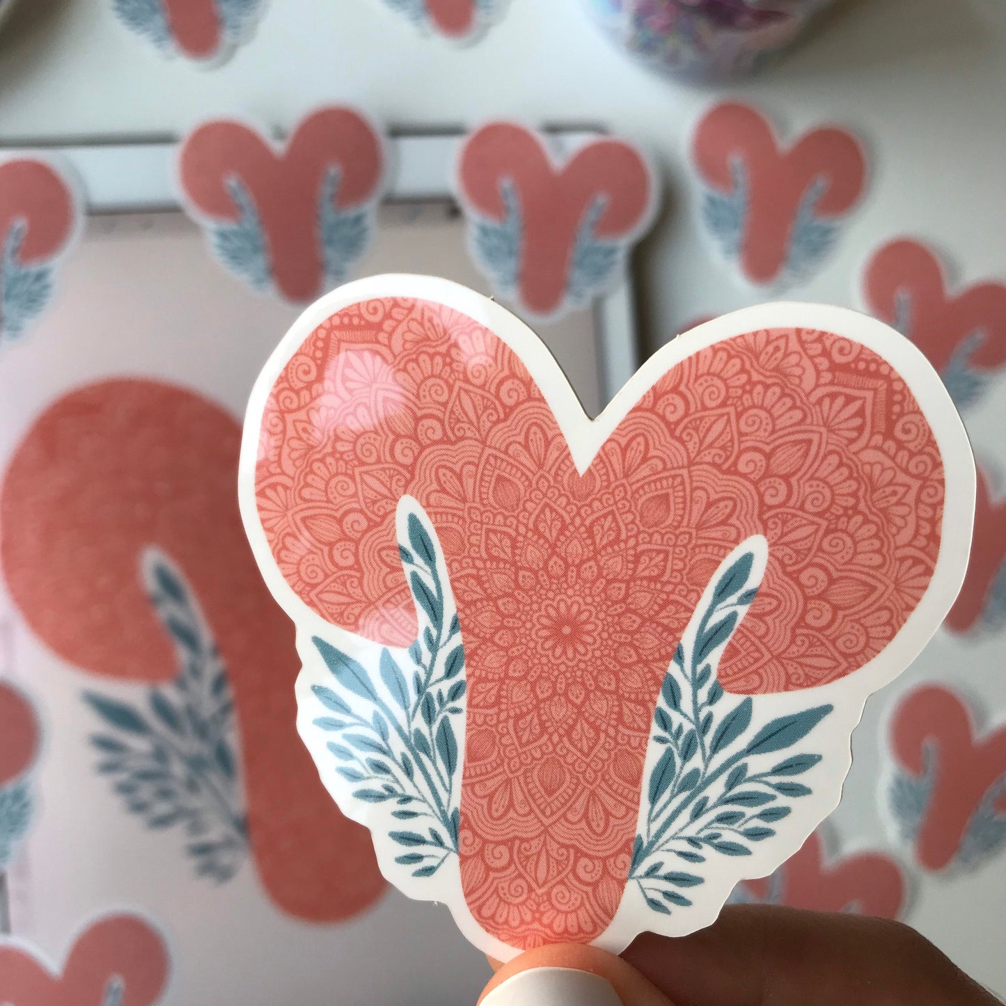 Aries mandala waterproof stickers