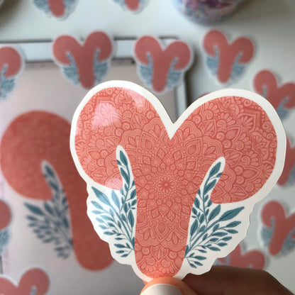 Aries mandala waterproof stickers