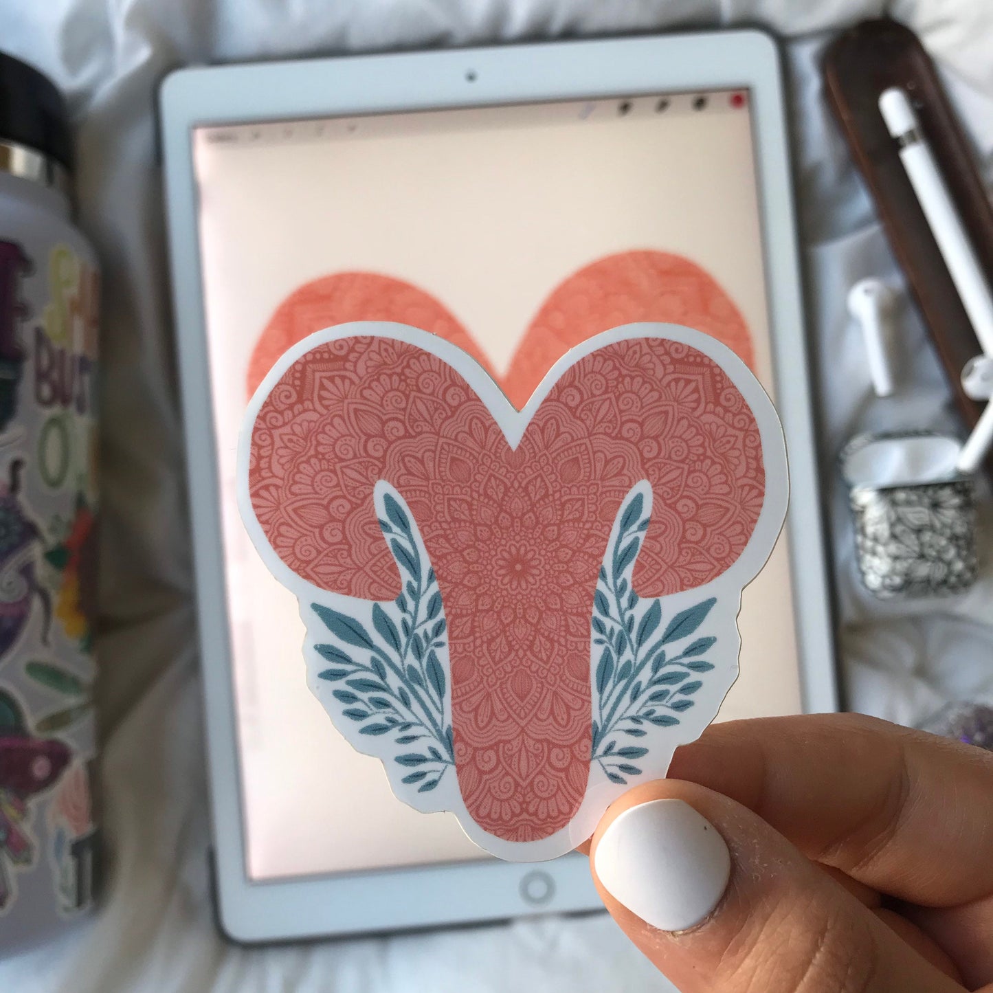 Aries mandala waterproof stickers