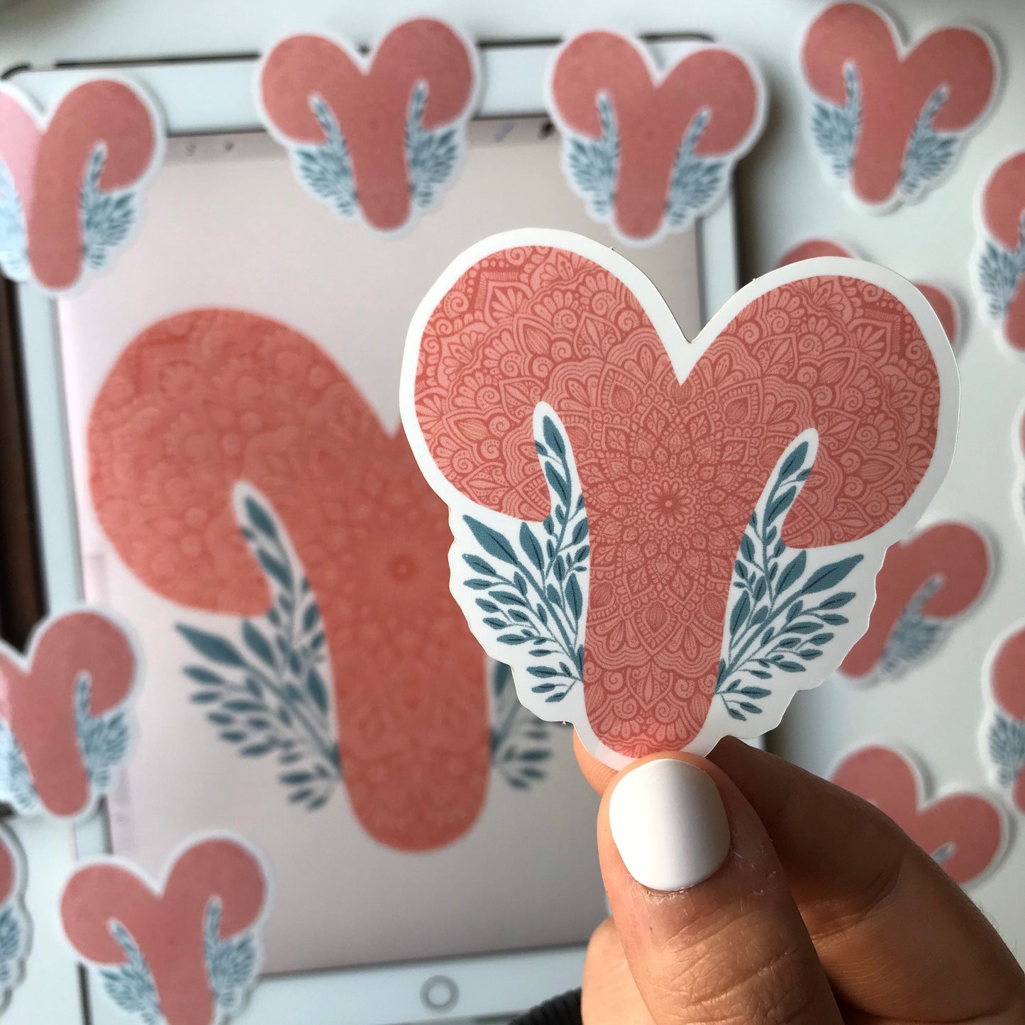 Aries mandala waterproof stickers