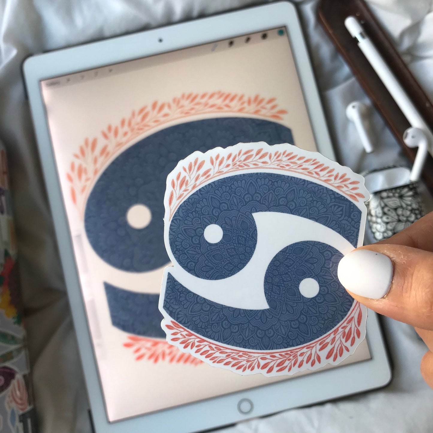 Cancer mandala waterproof stickers