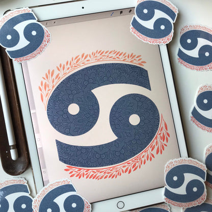 Cancer mandala waterproof stickers