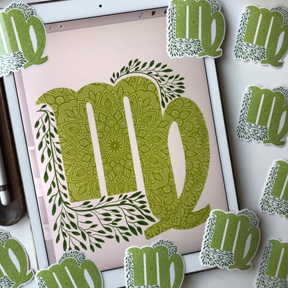 Virgo mandala waterproof sticker