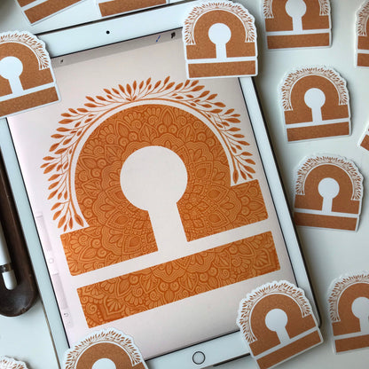 Libra mandala waterproof stickers