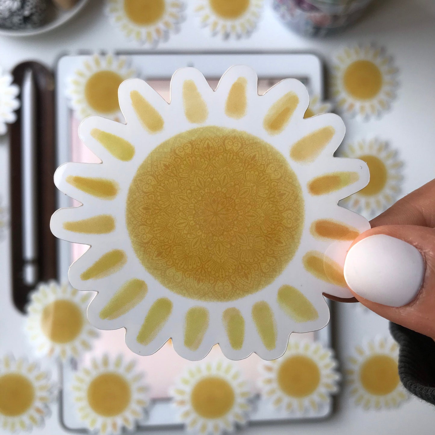 Sun mandala waterproof sticker