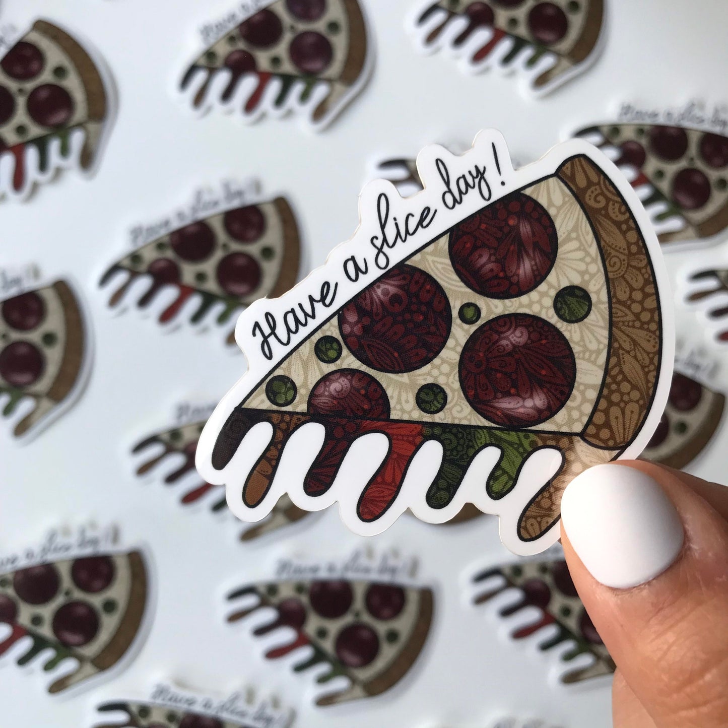 Pizza mandala waterproof sticker