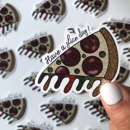 Pizza mandala waterproof sticker