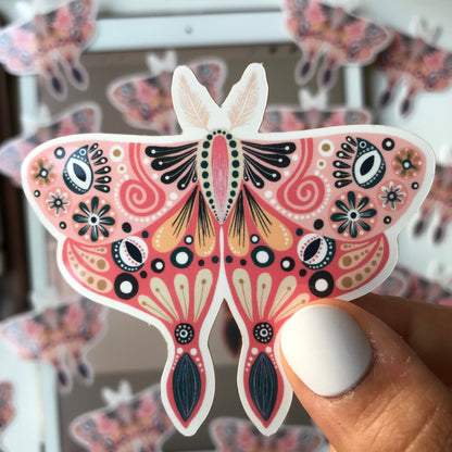 Cute folk moth waterproof sticker
