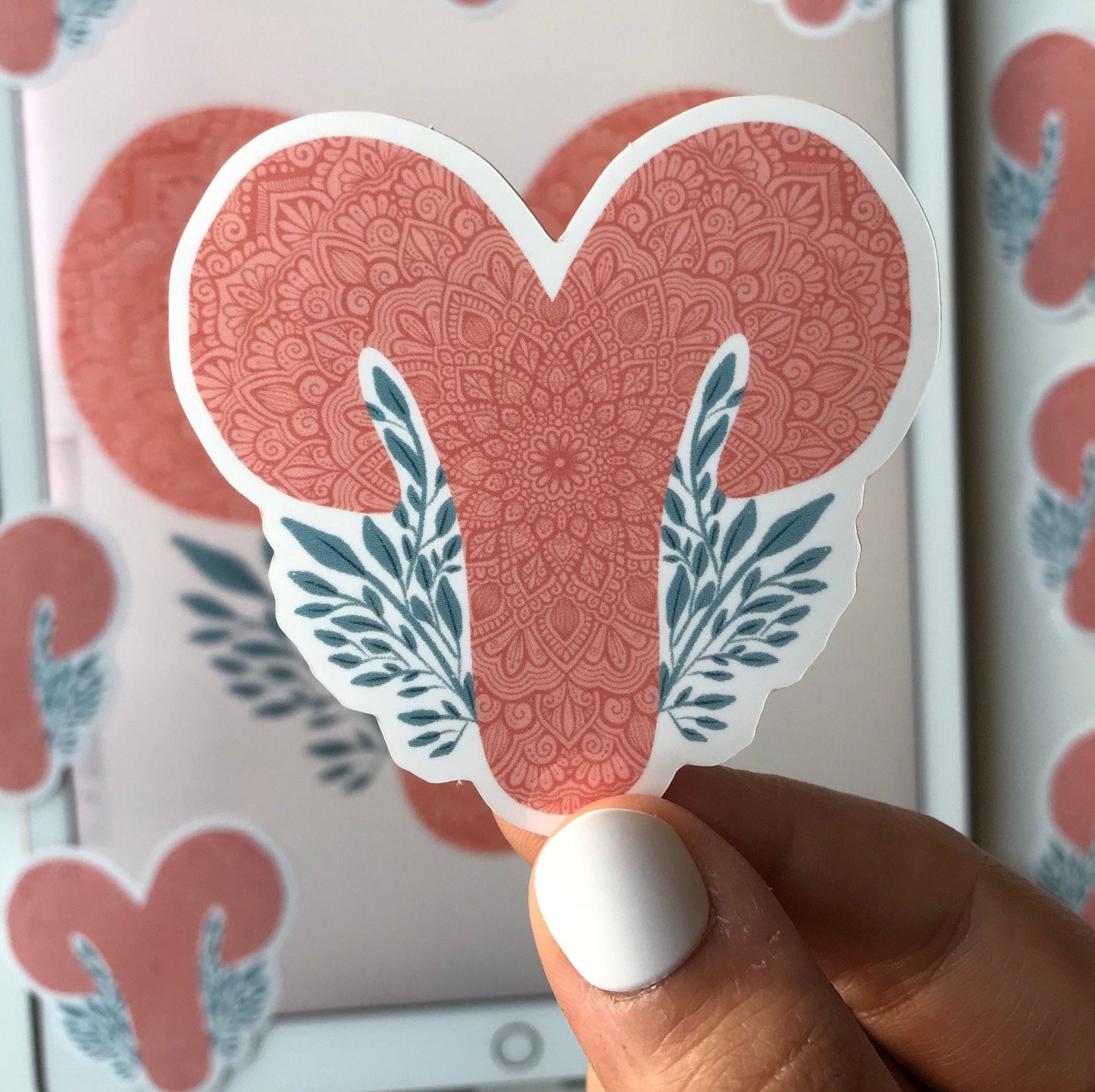 Aries mandala waterproof stickers