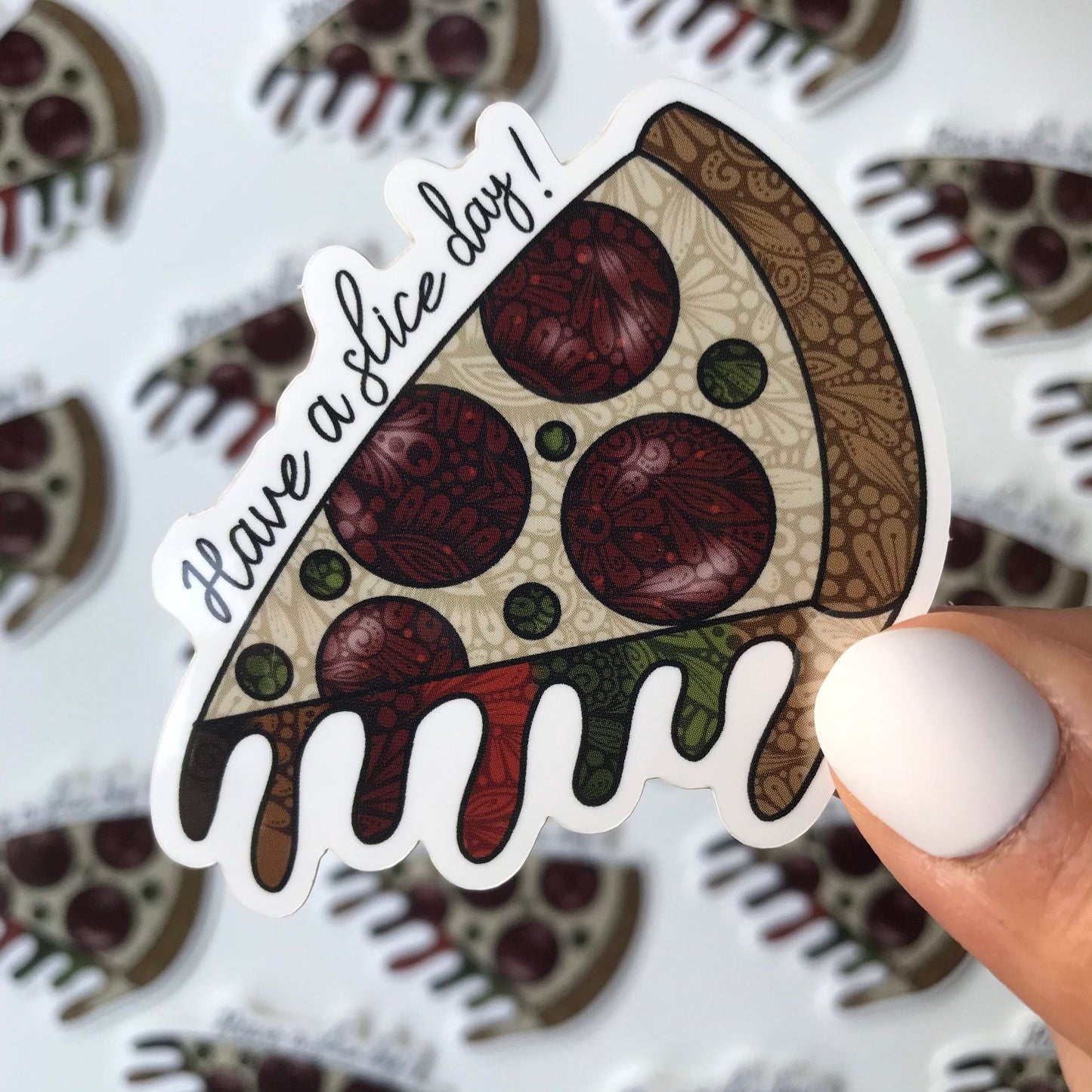 Pizza mandala waterproof sticker