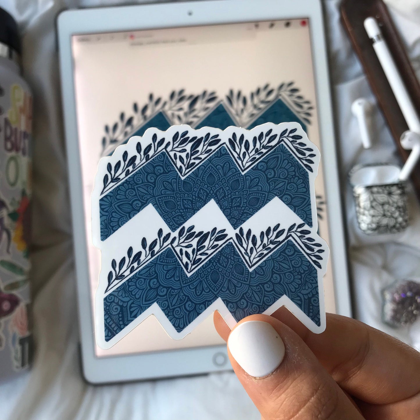 Aquarius mandala waterproof stickers
