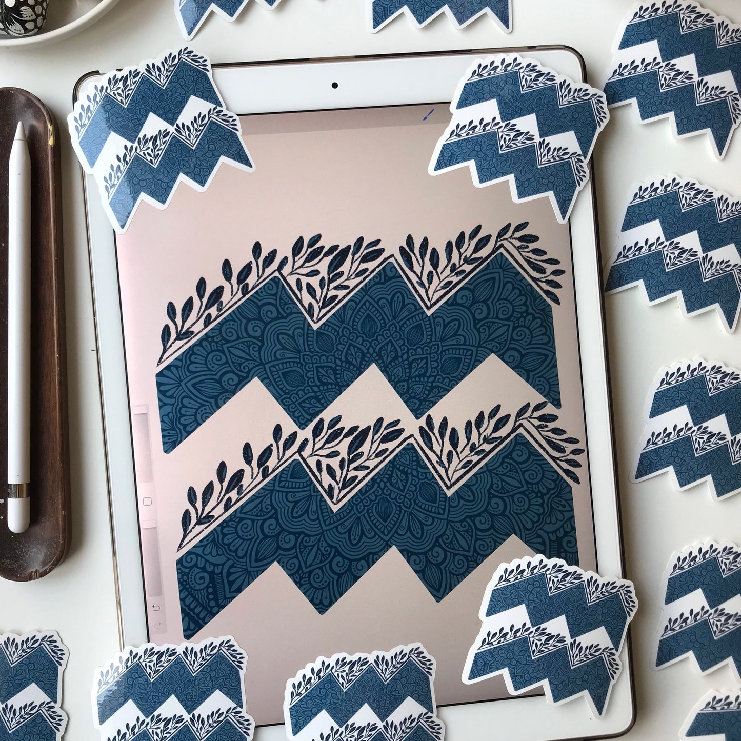 Aquarius mandala waterproof stickers