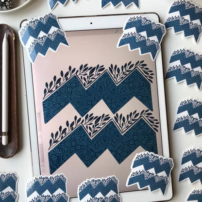 Aquarius mandala waterproof stickers