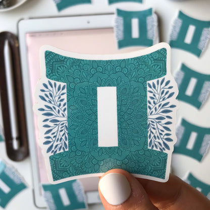 Gemini mandala waterproof stickers