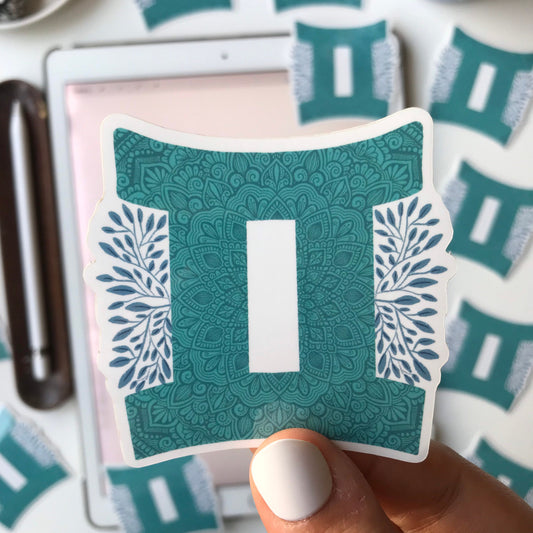 Gemini mandala waterproof stickers