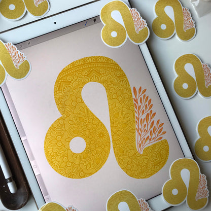 Leo mandala waterproof sticker